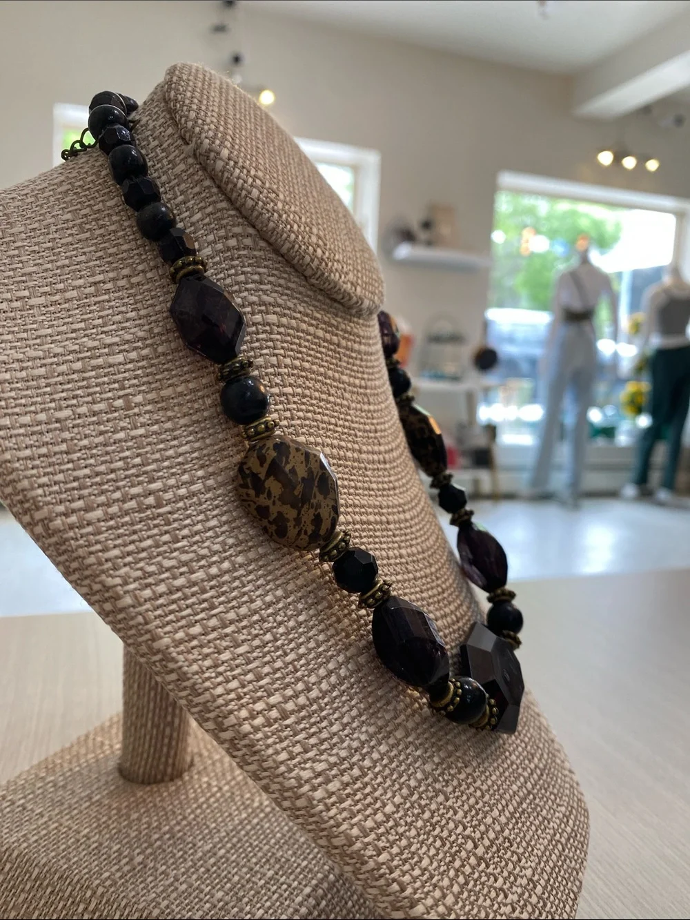 Elegant Black Faceted Statement Necklace - Women's Jewelry